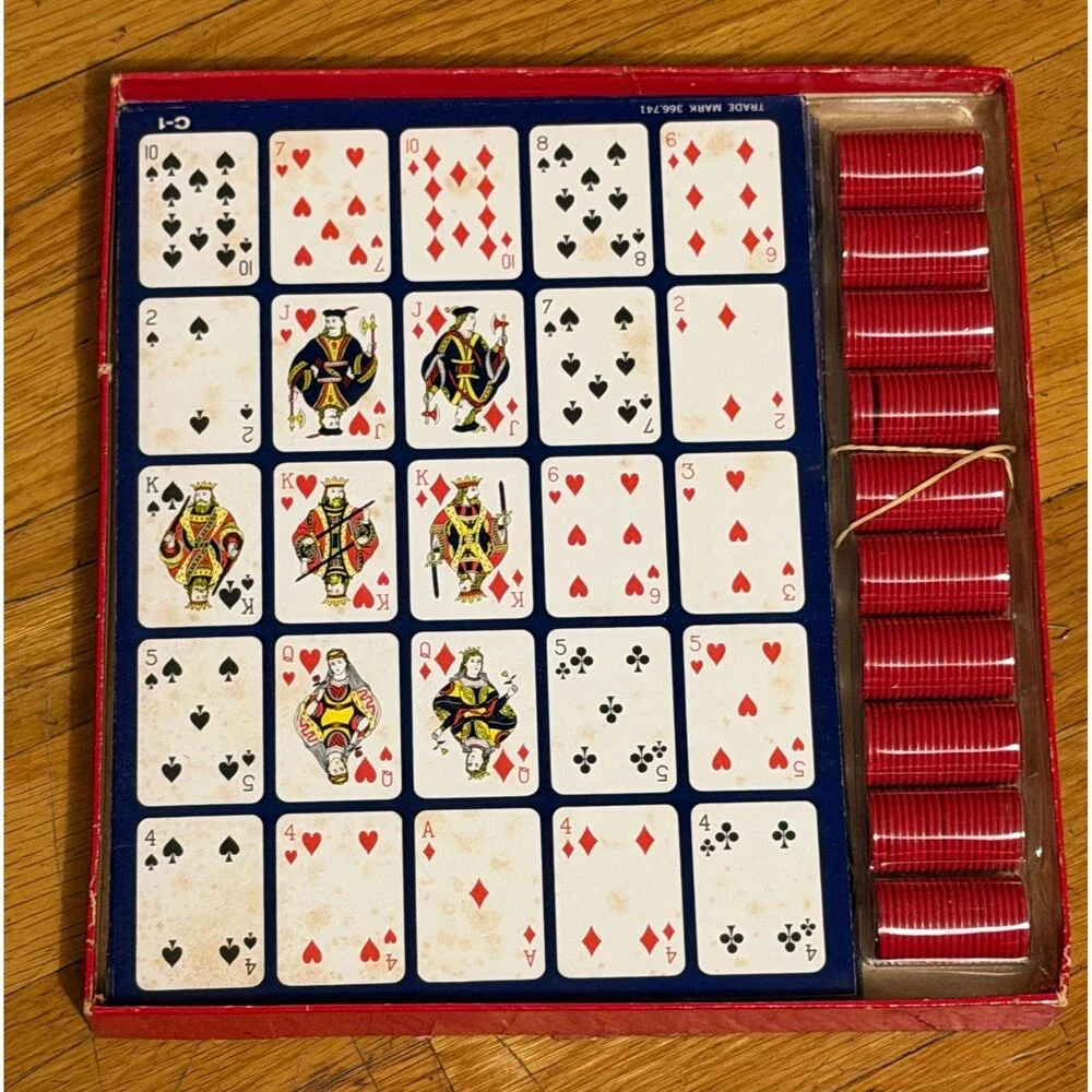 Vintage PO-KE-NO Poker Keno 12 Board Set U.S. Playing Card Co Red Box Game
